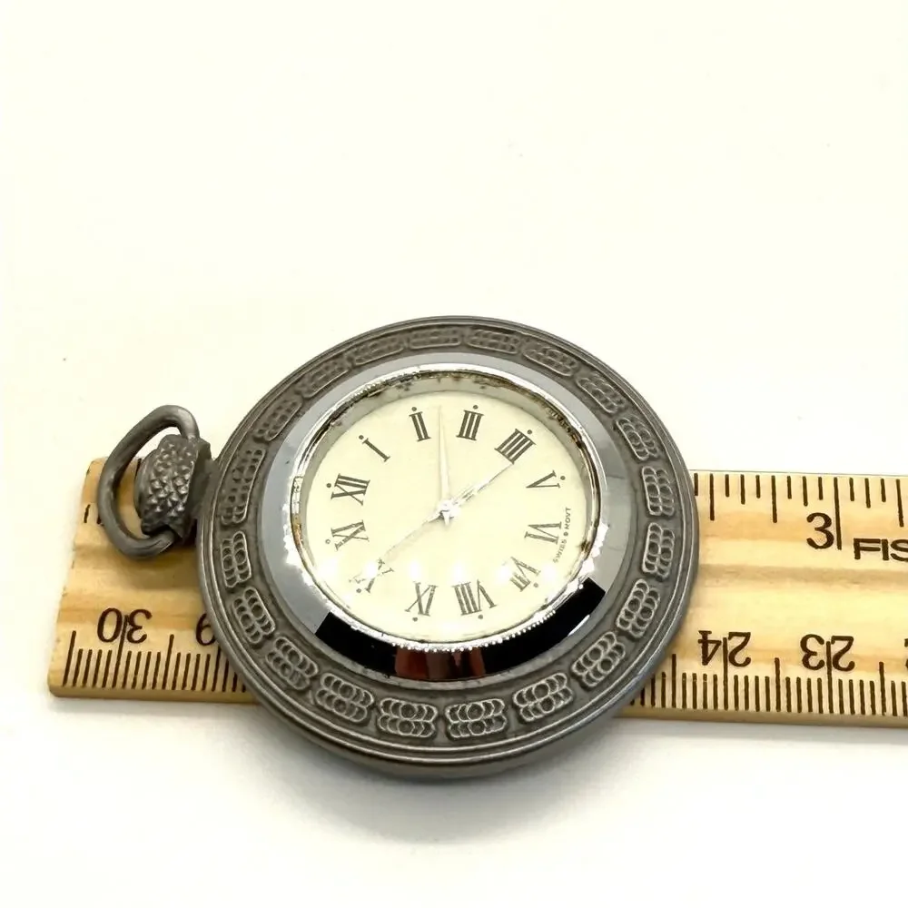 VTG Kangnam University Pewter Pocket Watch‎ Clock Roman Numeral South Korea Gift